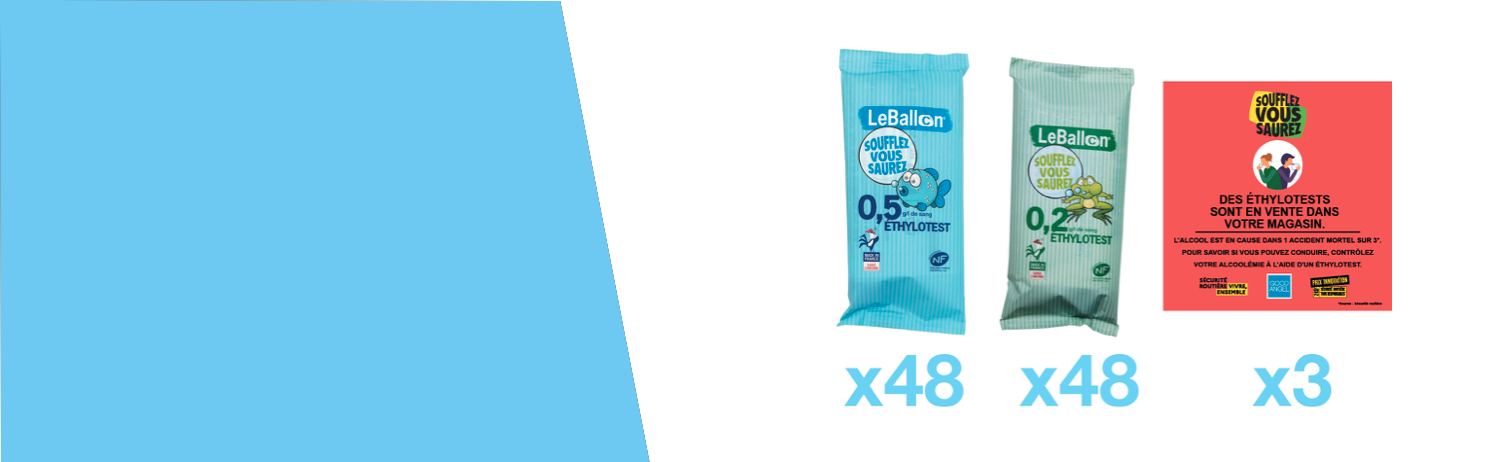 Kit d'éthylotests à usages uniques + affichage obligatoire
